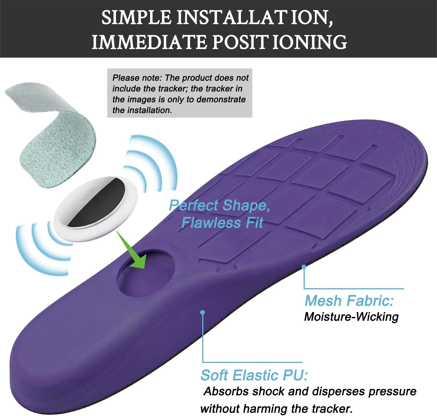 Endoto Insoles with Hidden Airtag Holder Purple Size 310mm UK M11.5-M13.5 DEMO - Image 2