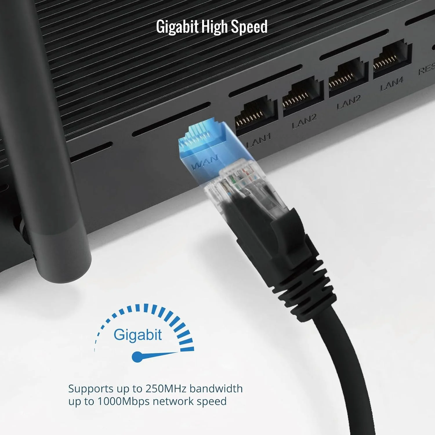Tecmojo CAT6 Ethernet Cables 1m Gigabit RJ45 Network Adapter 6-Pack Black DEMO - Image 4