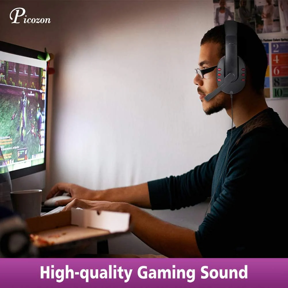 Picozon Black Headsets USB Gaming Headset with Mic for PS4 PlayStation Vita DEMO - Image 2
