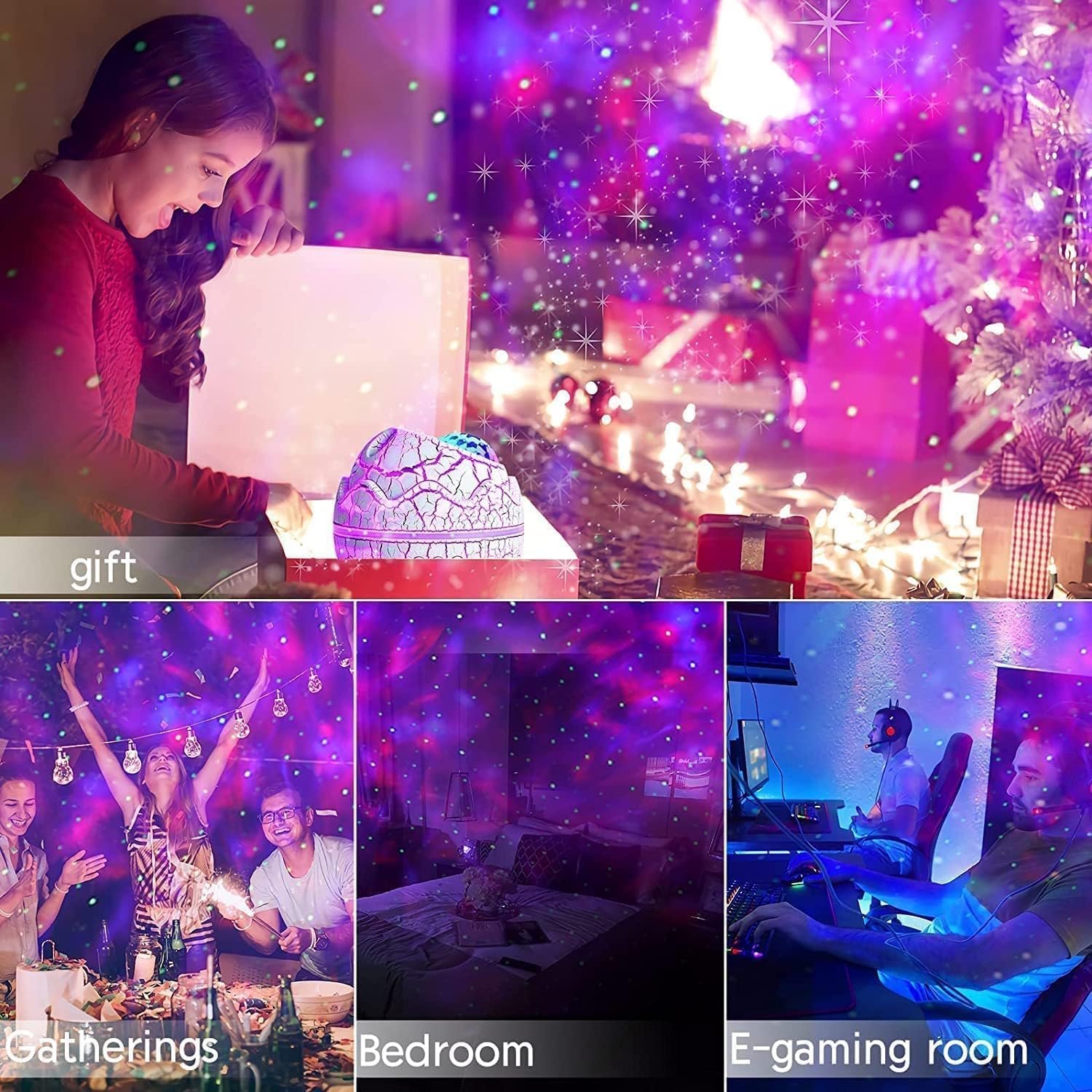 White Dinosaur Egg Galaxy Projector Starry Night Light with Music NEW - Image 6