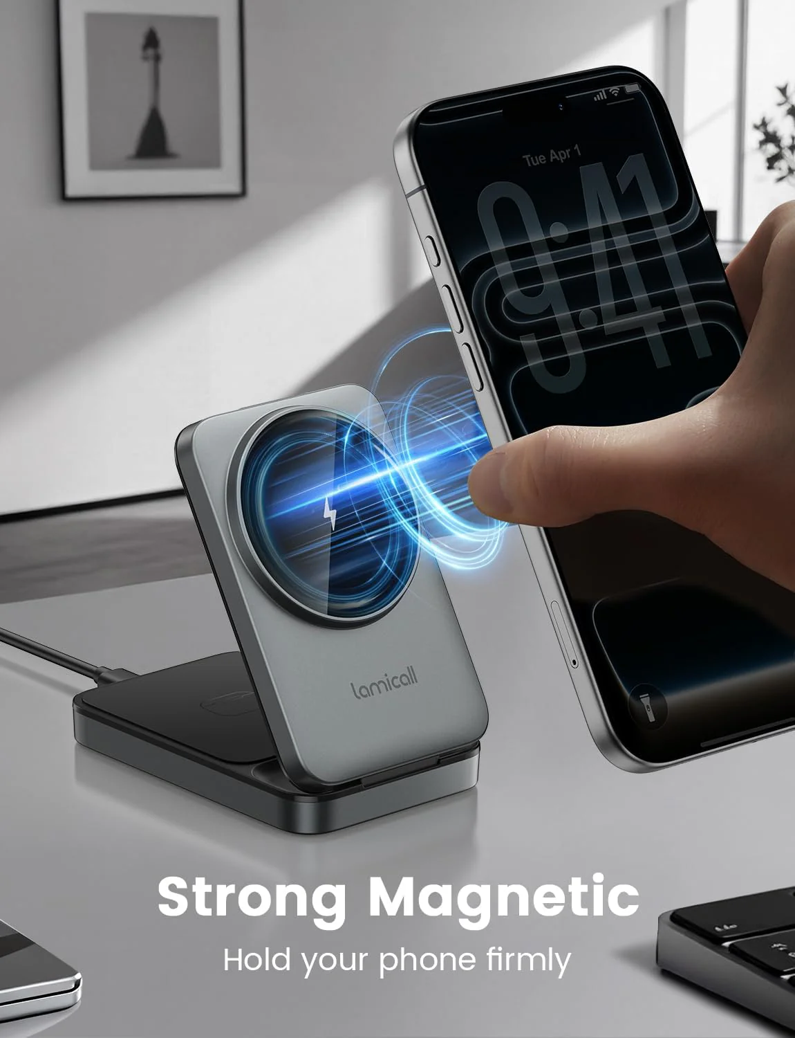 Lamicall 3-in-1 Wireless Charging Station Portable Charger for iPhone Grey NEW - Image 5
