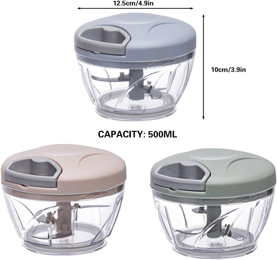 EOTIA 500ml Manual Food Chopper Garlic Mincer Stainless Steel Kitchen NEW - Image 2