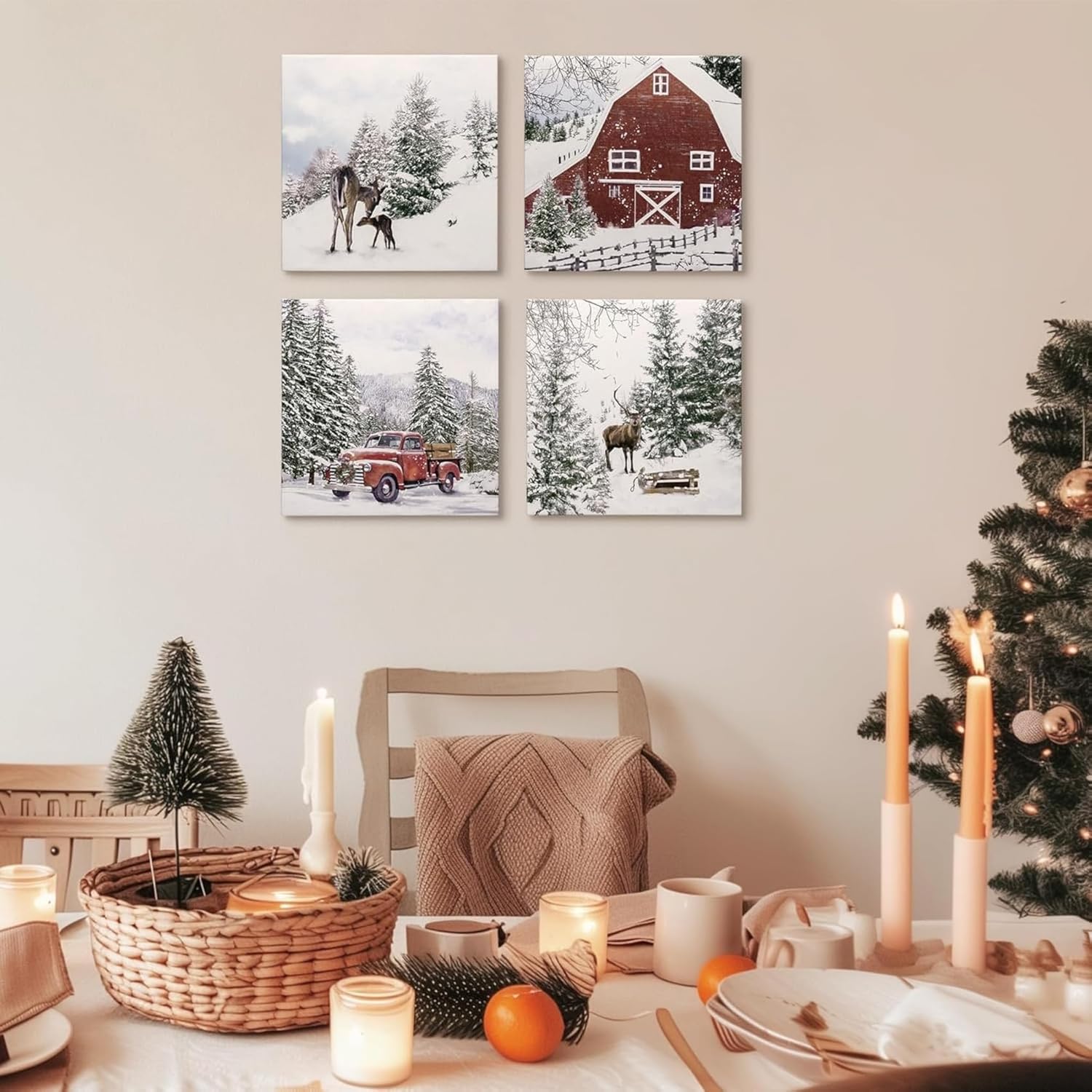 Stunning Snowscape Forest Scene Wall Art Canvas Prints, 30x30cm White Size NEW - Image 6
