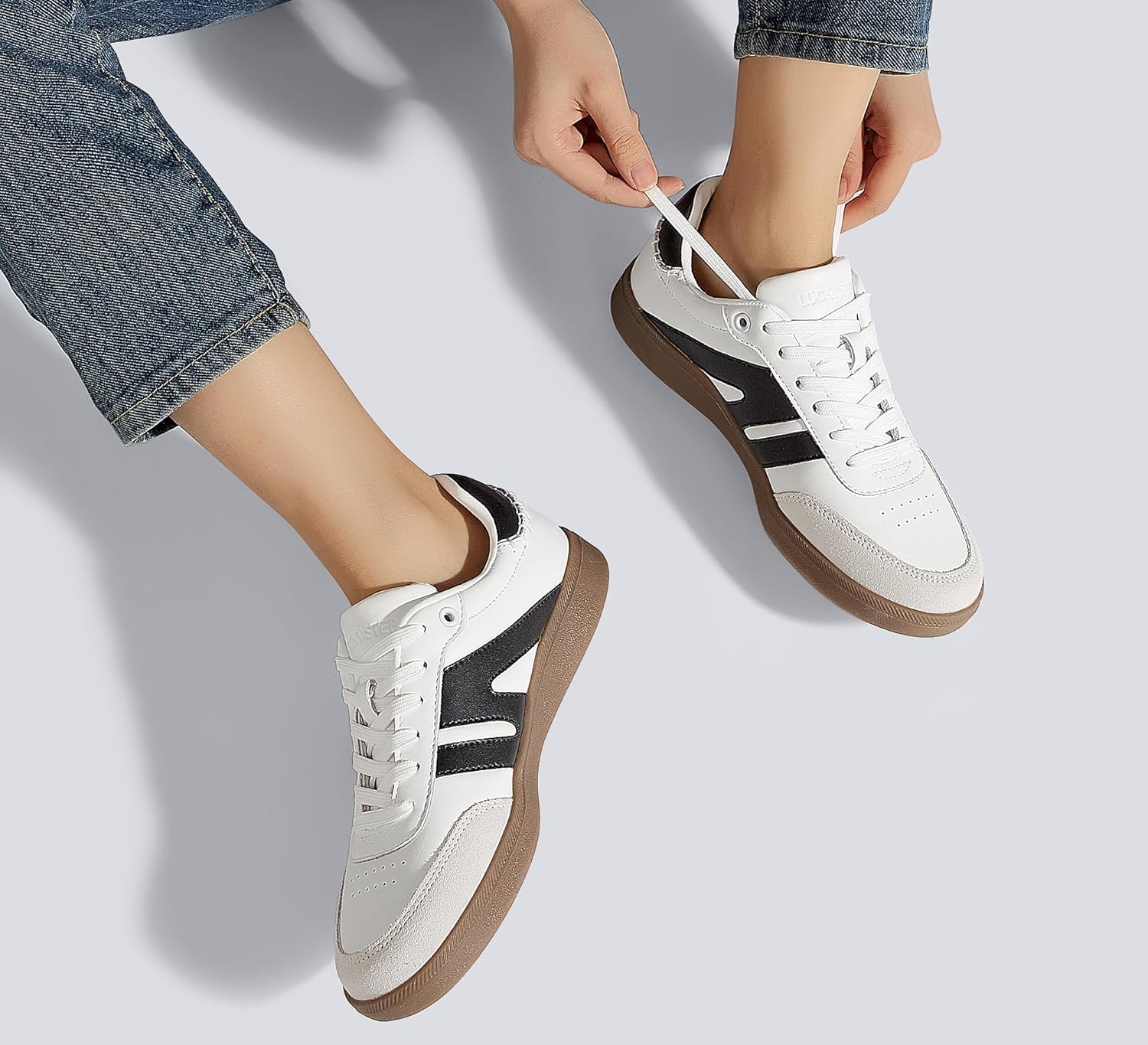 LUCKY STEP Retro Gum Sole Trainers Tennis Skate Shoes White Ladies US 11 NEW - Image 2