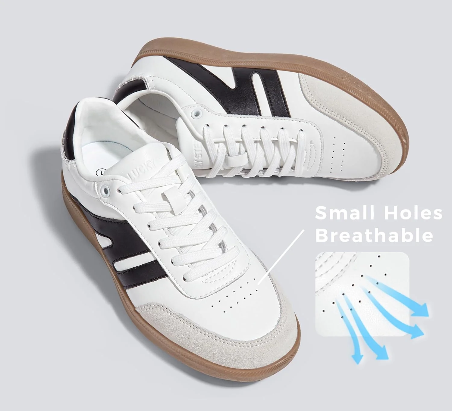 LUCKY STEP Retro Gum Sole Trainers Tennis Skate Shoes White Ladies US 11 NEW - Image 6