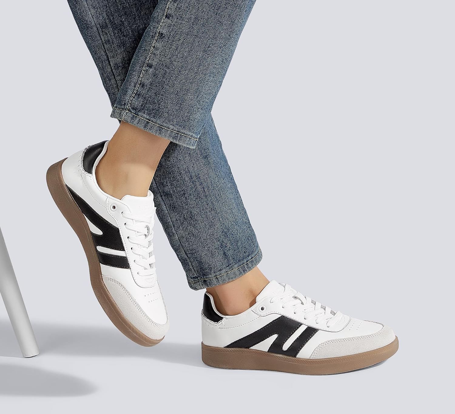 LUCKY STEP Retro Gum Sole Trainers Tennis Skate Shoes White Ladies US 11 NEW - Image 9