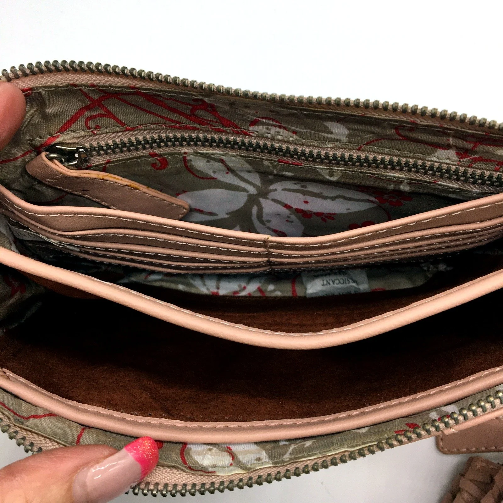 Poppy Green Pink Leather Clutch Bag - Stylish Everyday Purse for Women NEW - Image 4