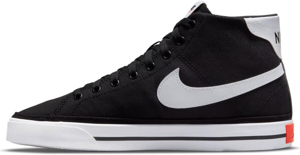 Nike Court Legacy Canvas Mid Black White Team Orange Trainers Youth US 8 NEW - Image 4