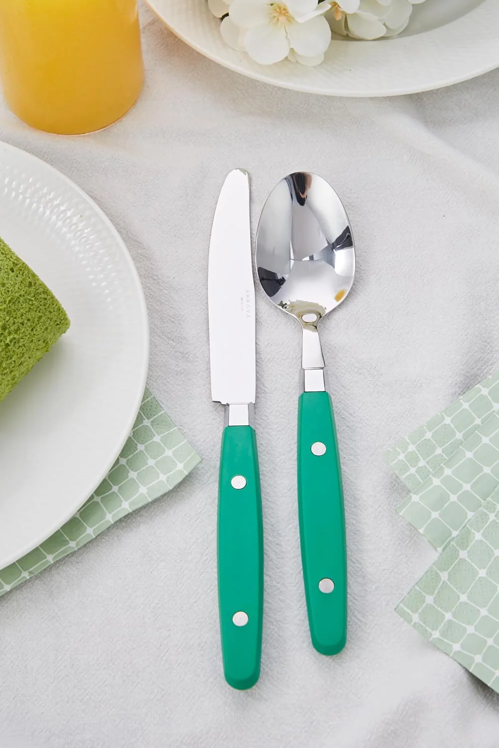 Annova 20-Piece Stainless Steel Mixed Cutlery Set in Green - Flatware NEW - Image 3