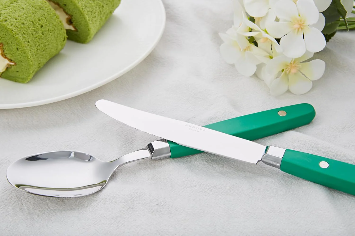 Annova 20-Piece Stainless Steel Mixed Cutlery Set in Green - Flatware NEW - Image 5