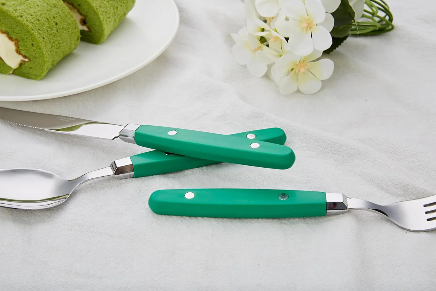 Annova 20-Piece Stainless Steel Mixed Cutlery Set in Green - Flatware NEW - Image 6