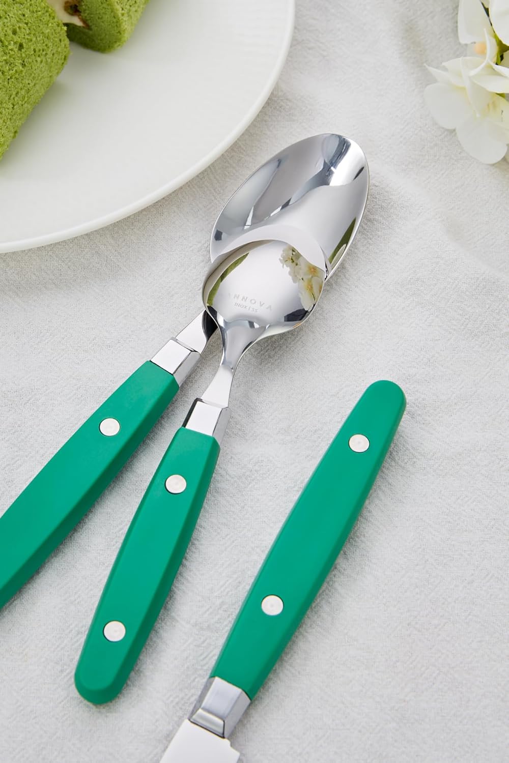 Annova 20-Piece Stainless Steel Mixed Cutlery Set in Green - Flatware NEW - Image 8