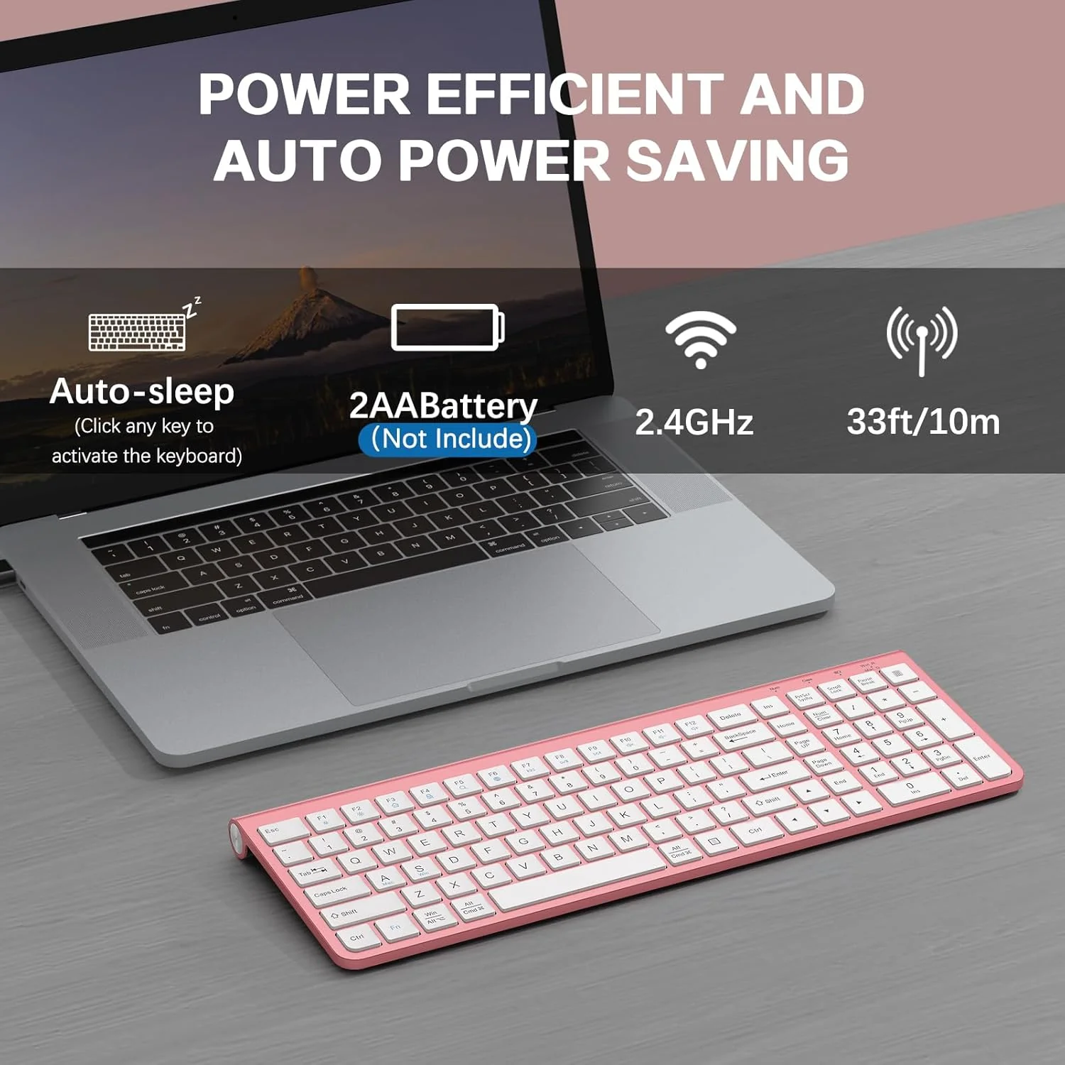 JOYACCESS Wireless Keyboards Keyboard USB & Type C 2-in-1 Receiver Pink NEW - Image 4