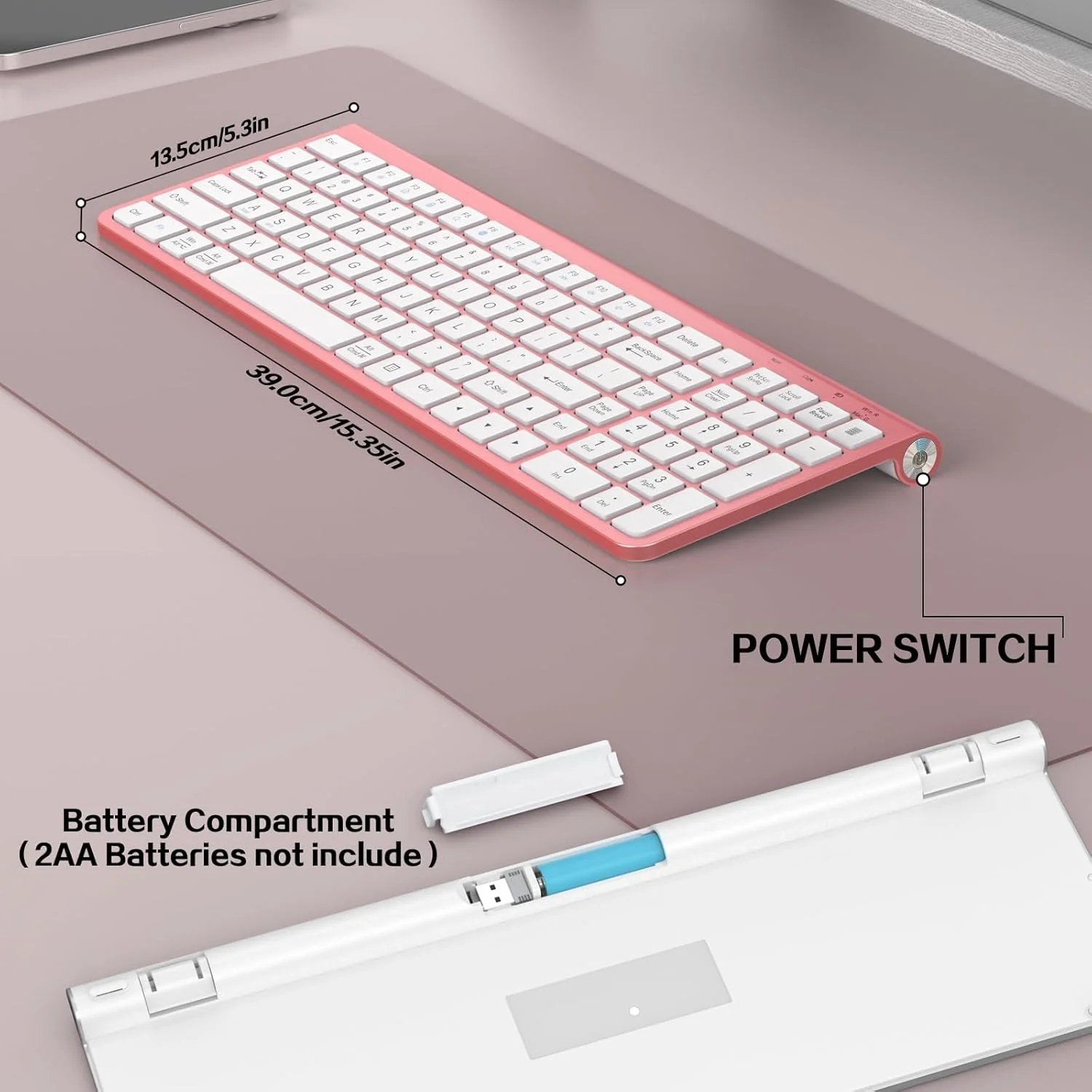 JOYACCESS Wireless Keyboards Keyboard USB & Type C 2-in-1 Receiver Pink NEW - Image 5