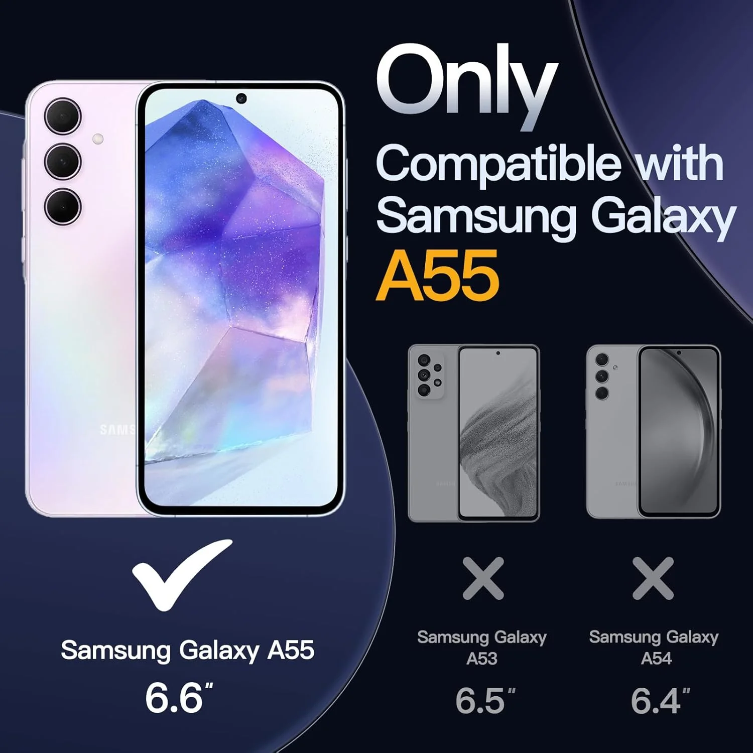 JETech 3-in-1 Basic Cases Case for Samsung Galaxy A55 5G with 2-Pack Screen NEW - Image 2