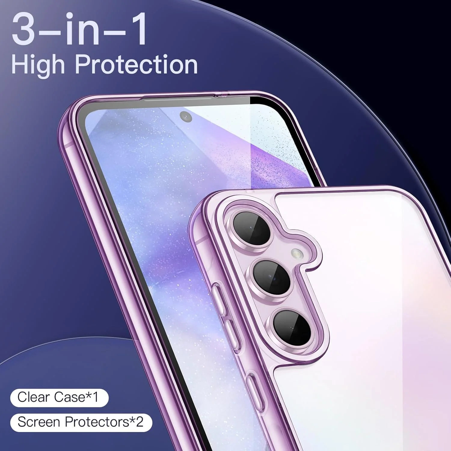 JETech 3-in-1 Basic Cases Case for Samsung Galaxy A55 5G with 2-Pack Screen NEW - Image 3