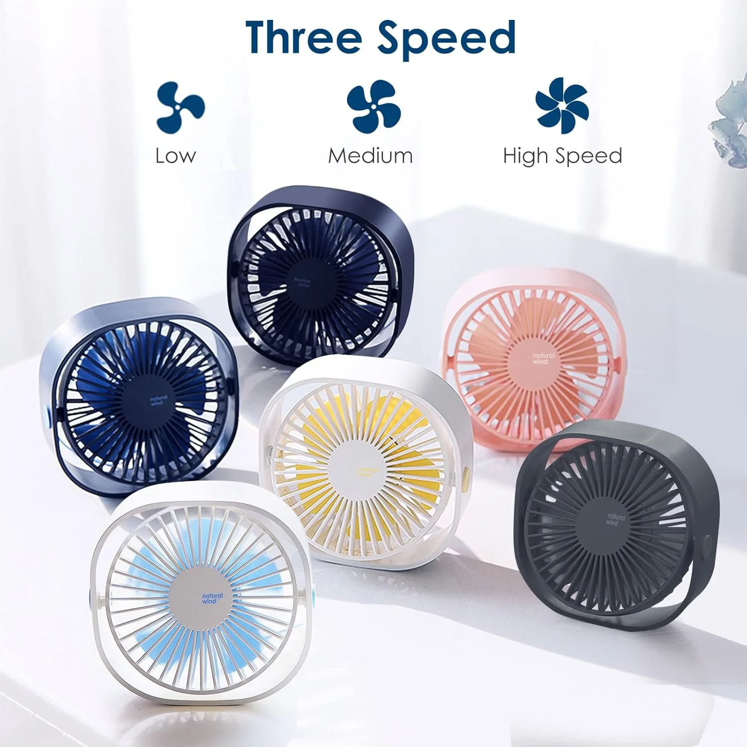 Simpeak Mini USB Fans USB Desk Fan - Quiet Portable Cooling in Grey for DEMO - Image 5