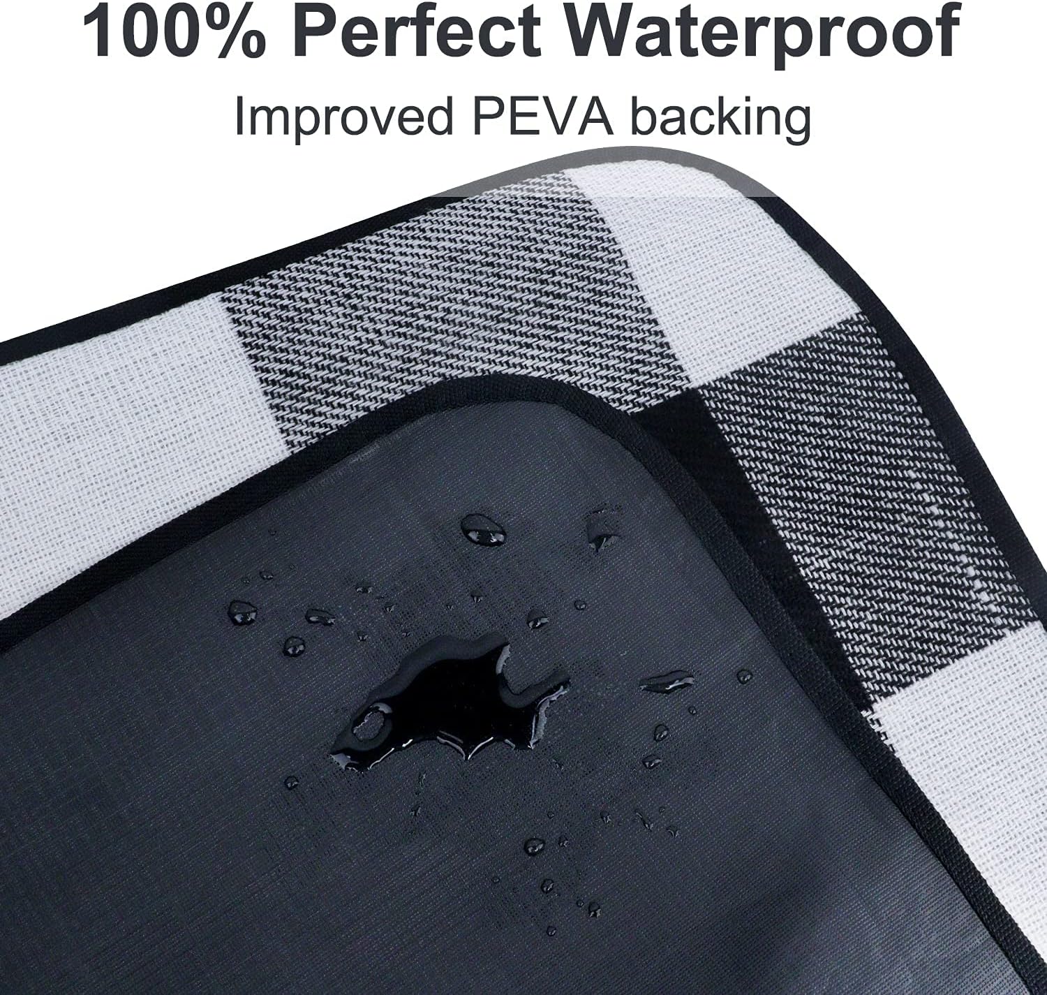 Goodsnetic Oversized Picnic Blanket Waterproof Sandproof Black White Check NEW - Image 5