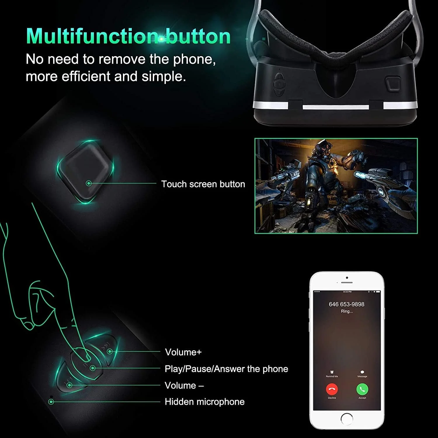 YinCaiCheng VR Accessories Headset with Remote Controller HD 3D Virtual DEMO - Image 4