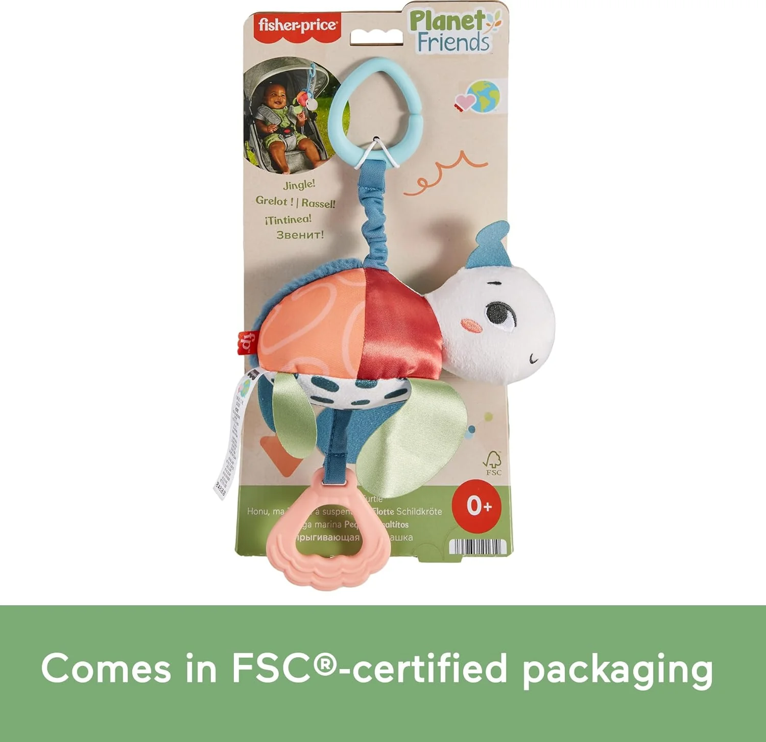 Fisher-Price Baby Stroller Plush Se Me Bounce Turtle Toy, Small Accessory NEW - Image 6