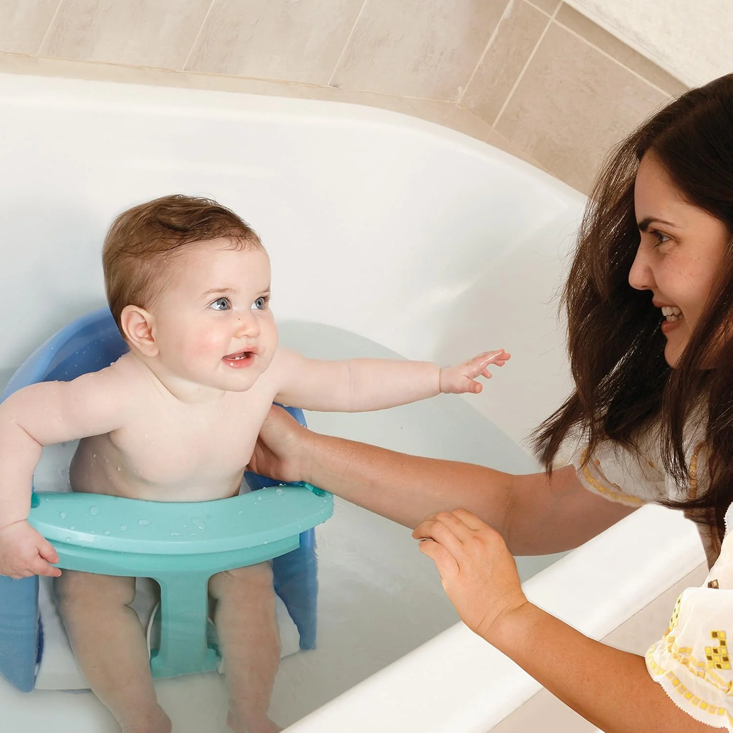 Dreambaby Premium Baby Bath Seat Comfortable Aqua Blue Toddler Support NEW - Image 3