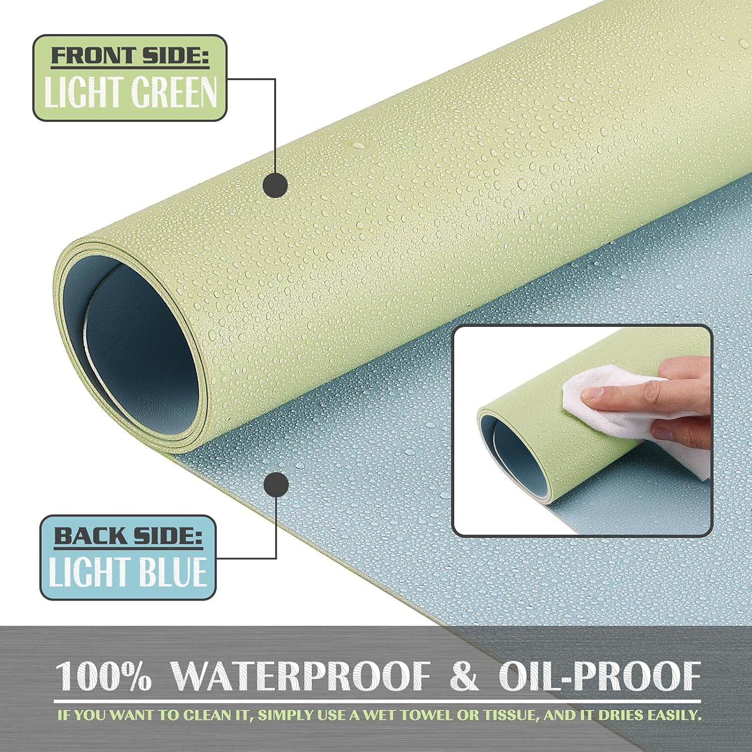 K KNODEL Large Faux Leather Desk Pad & Keyboard Mat, 40 x 80 cm Light Green NEW - Image 3