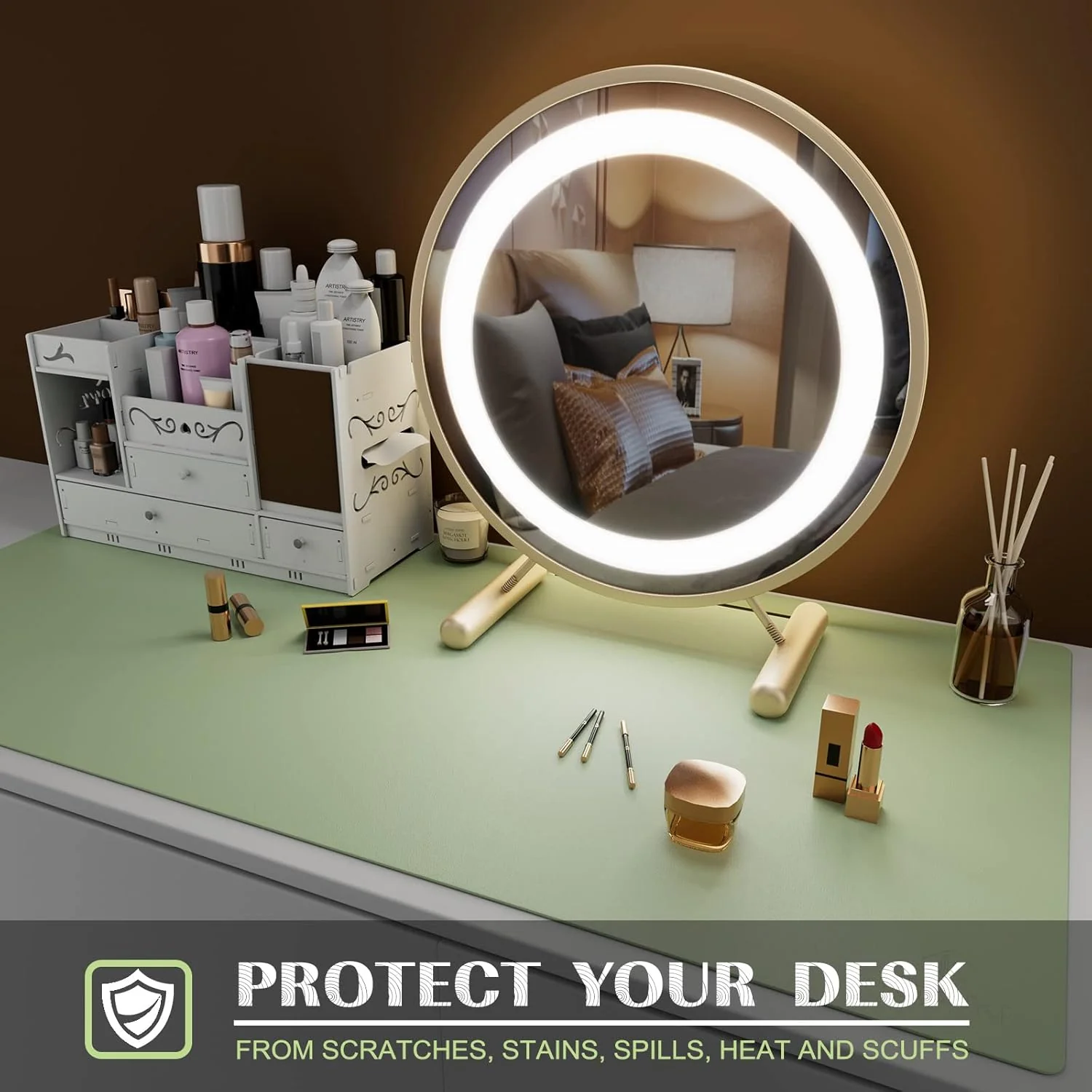 K KNODEL Large Faux Leather Desk Pad & Keyboard Mat, 40 x 80 cm Light Green NEW - Image 6