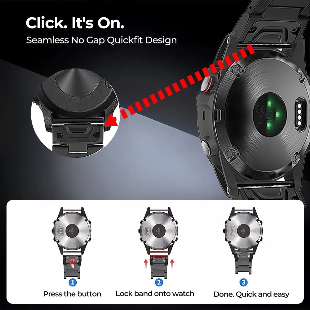 YINIXIN Titanium Smartwatch Replacement Band Quick Release Metal Strap NEW - Image 4