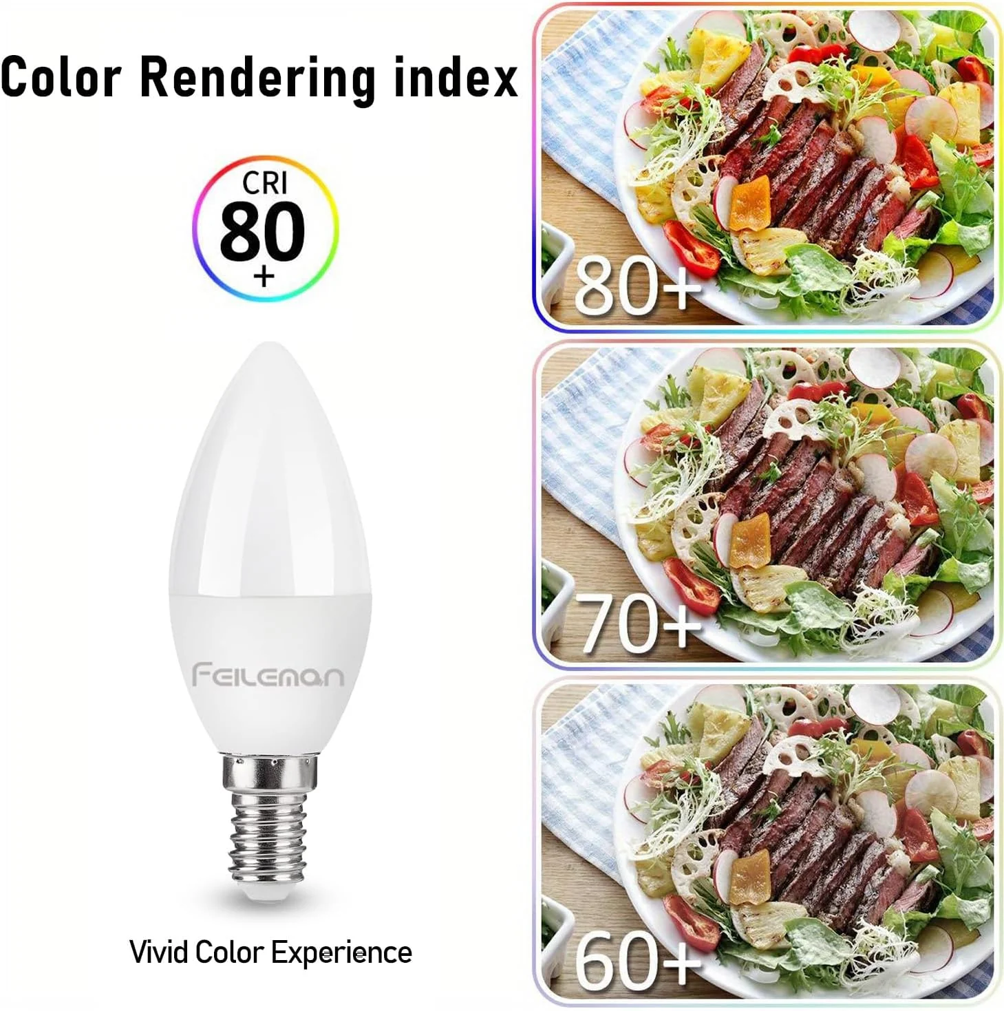 FEILEMAN 8W LED Light Bulbs Super Bright Small Edison Screw 3000 Kelvin NEW - Image 5