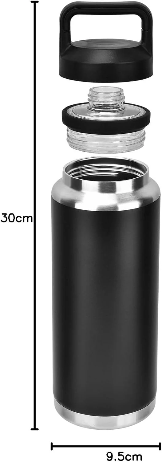 Durable Stainless Steel Sports Water Bottle, Vacuum Insulated 1100ml, Black NEW - Image 7