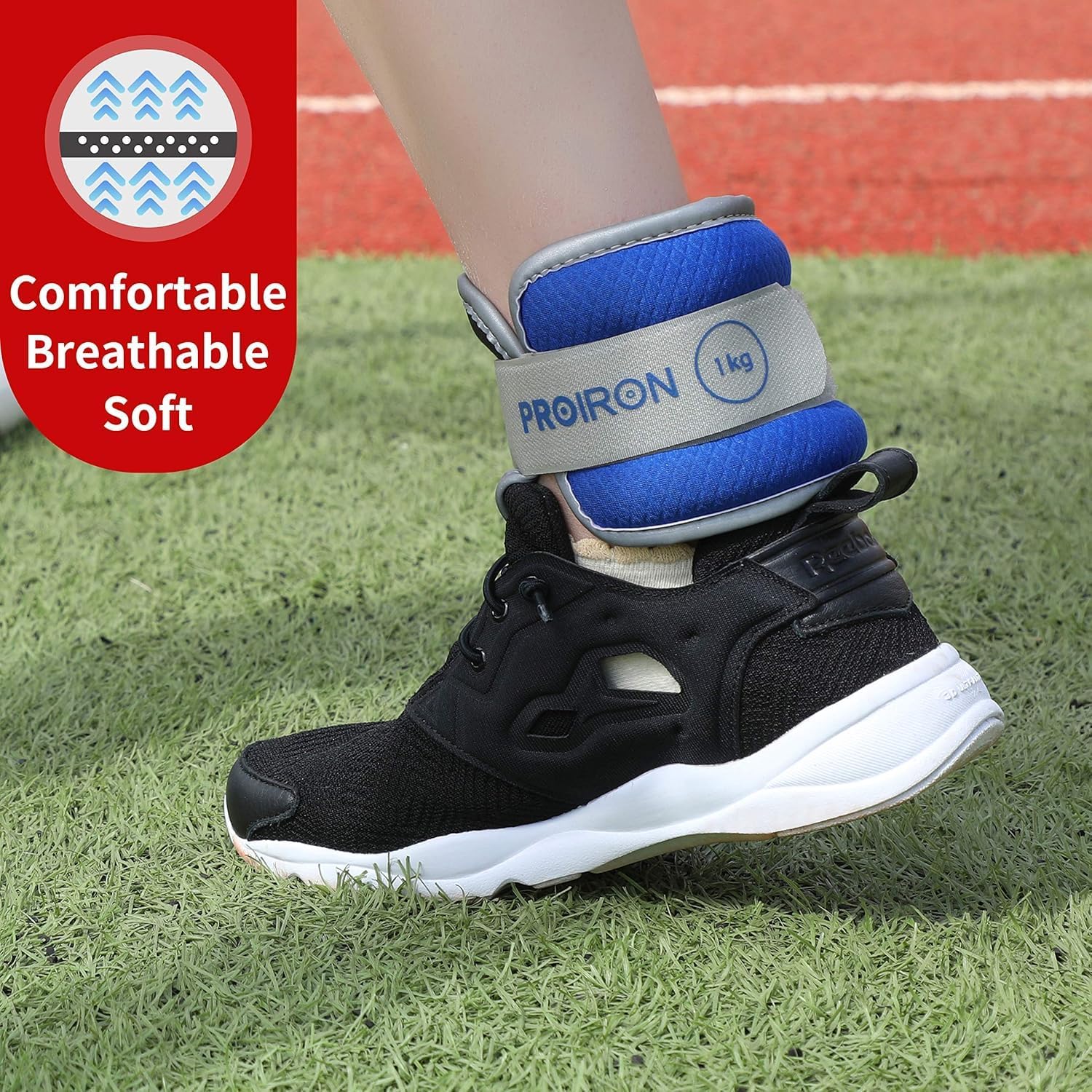 PROIRON Reflective Wrist Ankle Weights 2kg Leg Arm One Size Blue 1kg x 2 NEW - Image 6
