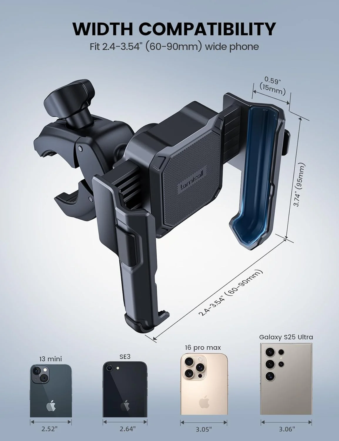 Lamicall Motorcycle Mounts Phone Mount Holder Camera Friendly 1s Lock NEW - Image 5