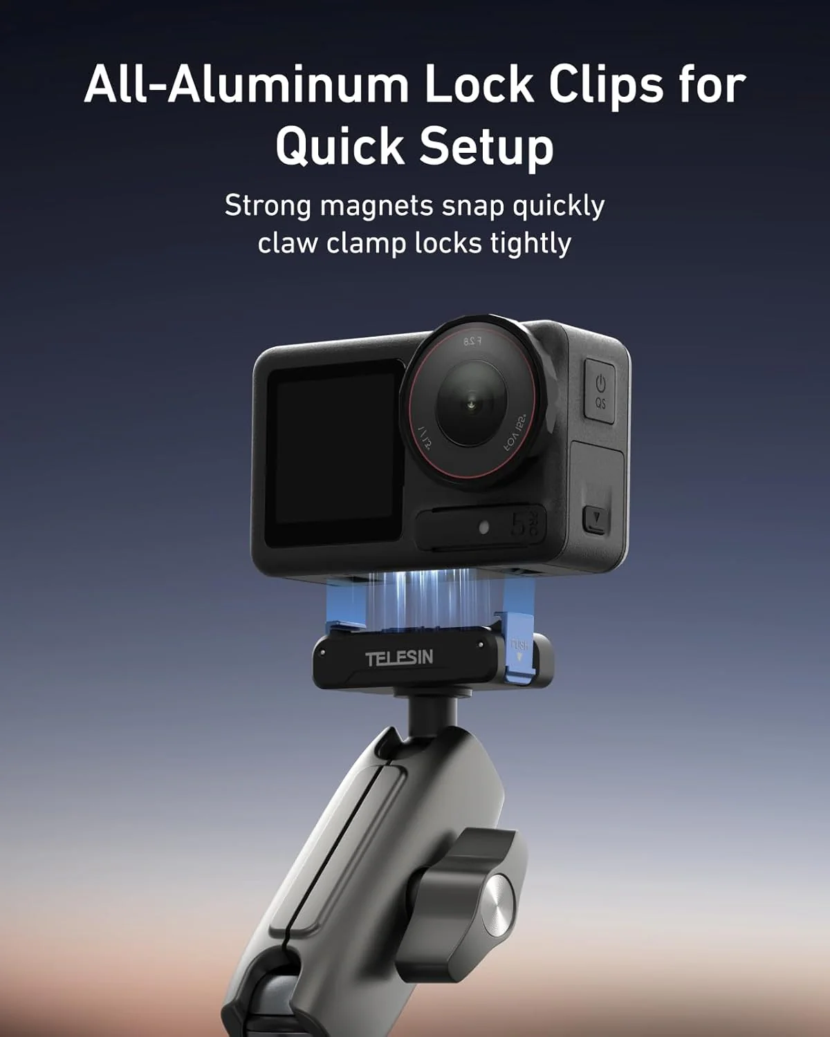 TELESIN Super Clamp Mount Bike Holder for DJI Pocket 4/3 Osmo Nano/Osmo DEMO - Image 3
