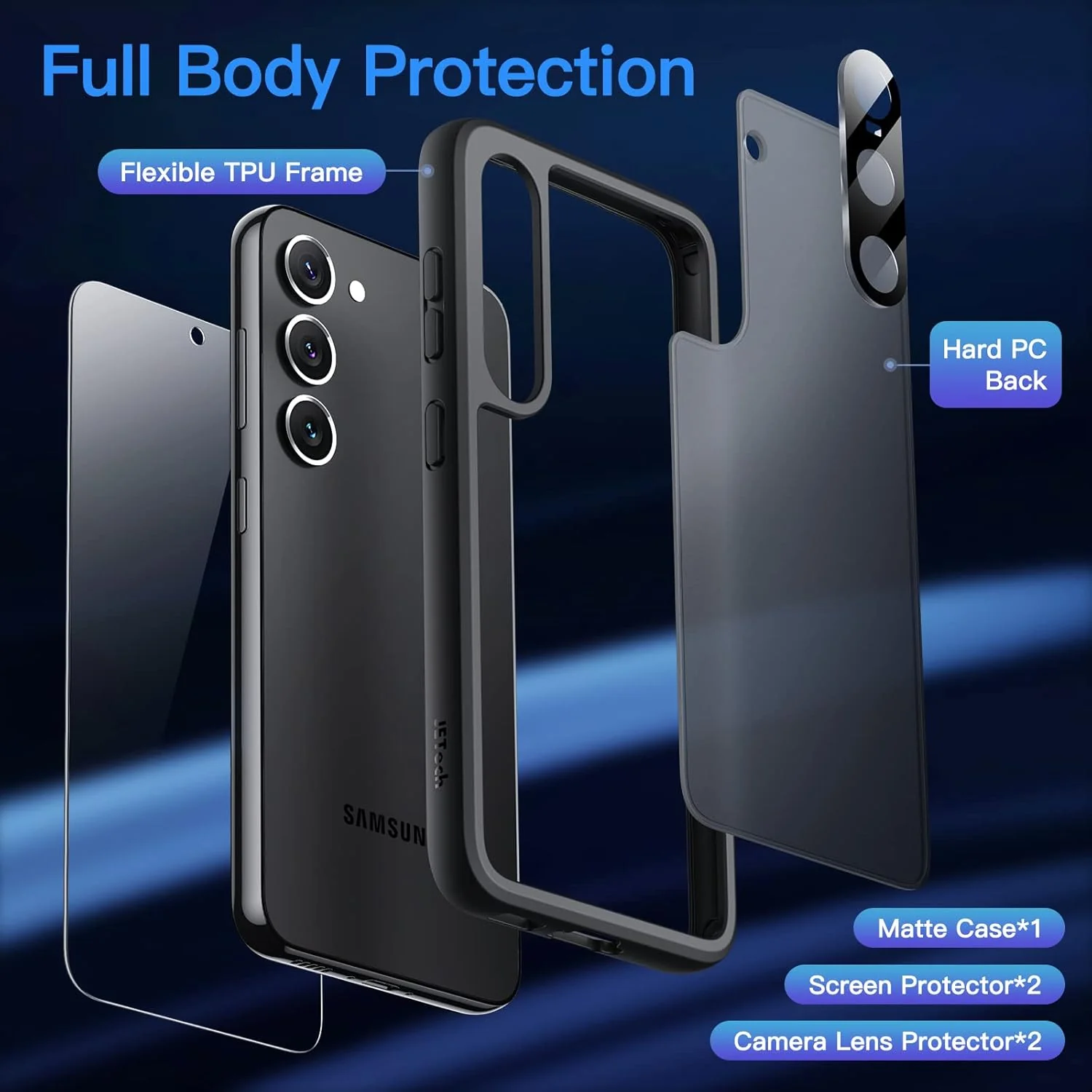 JETech Matte Basic Cases Case for Samsung Galaxy S23 5G 6.1-Inch with 2 NEW - Image 2