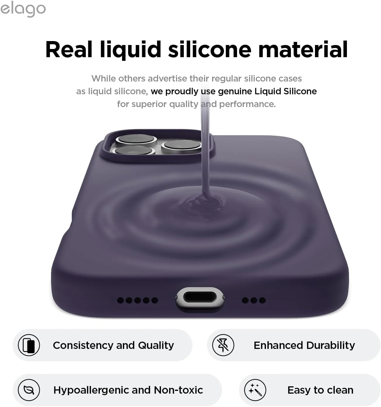 elago Premium Basic Cases Liquid Silicone Protective Case for iPhone 16 Pro NEW - Image 3