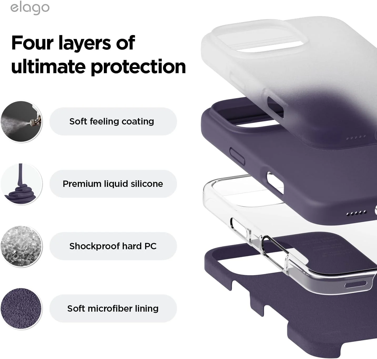 elago Premium Basic Cases Liquid Silicone Protective Case for iPhone 16 Pro NEW - Image 4