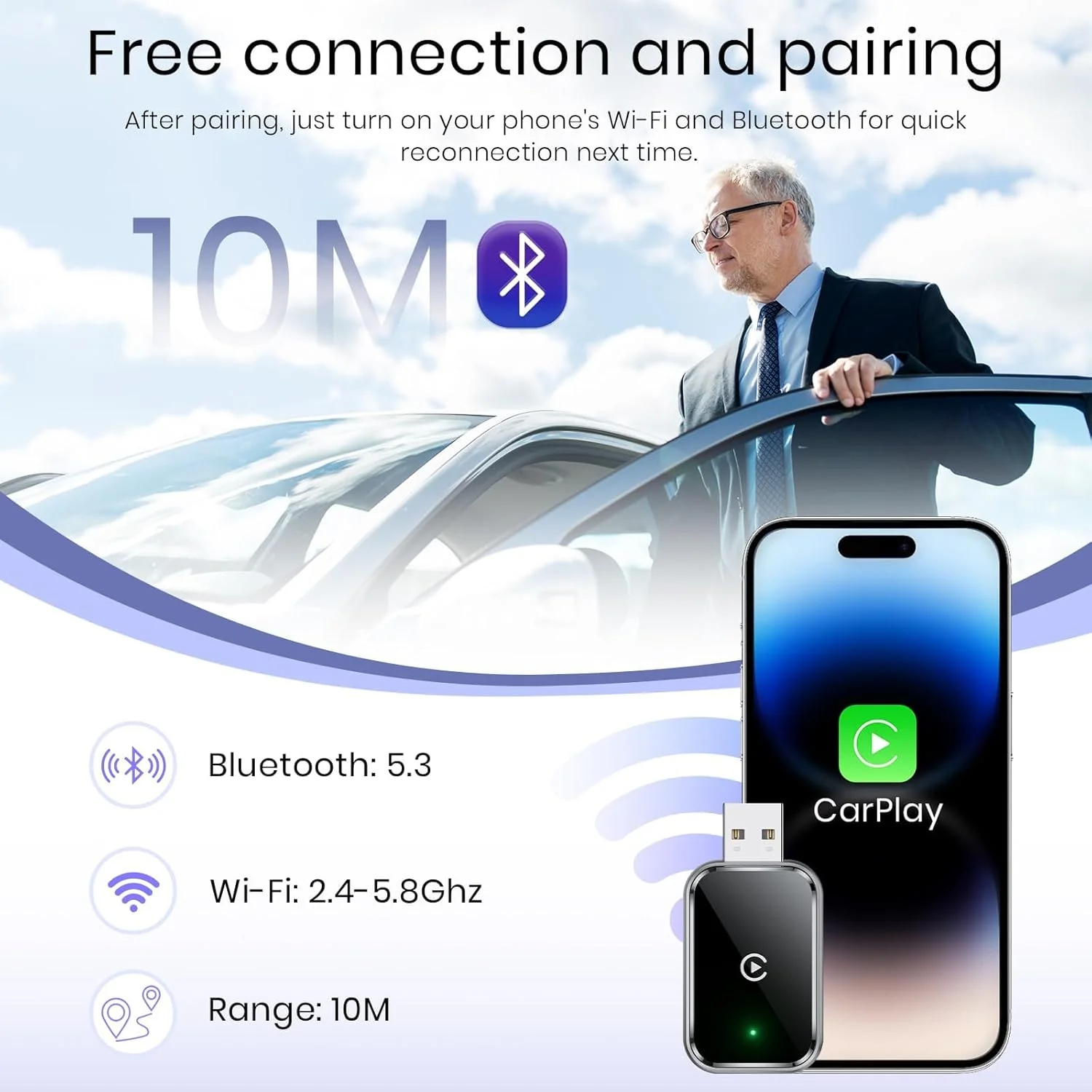 MAILESI Wireless Input Adapters CarPlay Adapter for iPhone - Stable 3s DEMO - Image 4
