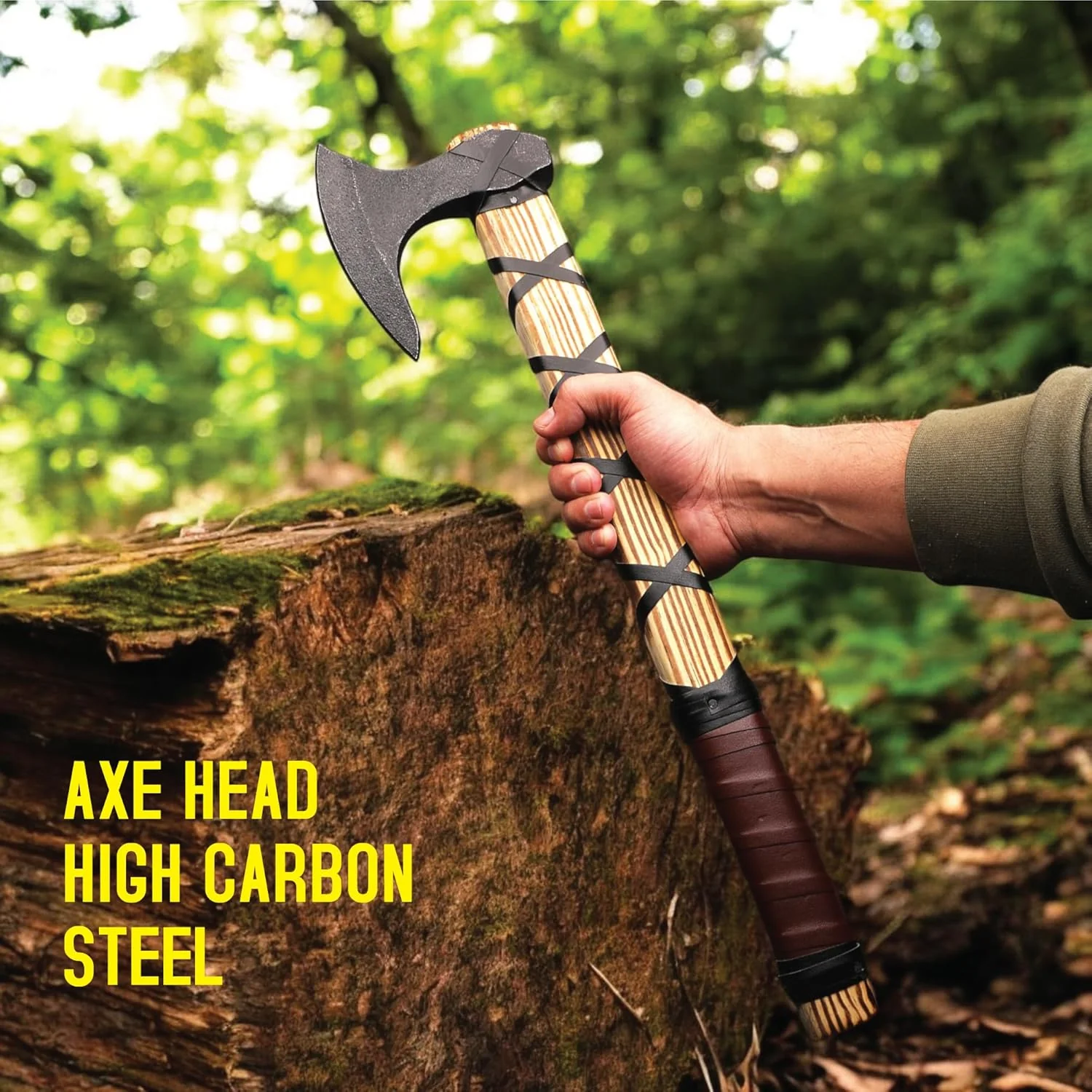 LIFAFA Hand-Forged Carbon Steel Novelty Viking Axe With Rose Wood Handle NEW - Image 2