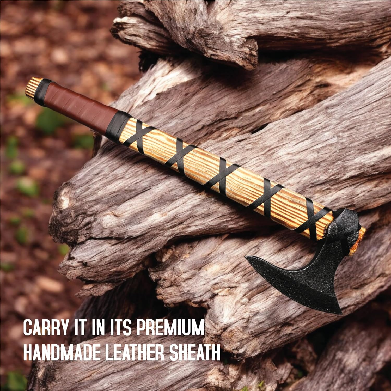 LIFAFA Hand-Forged Carbon Steel Novelty Viking Axe With Rose Wood Handle NEW - Image 4