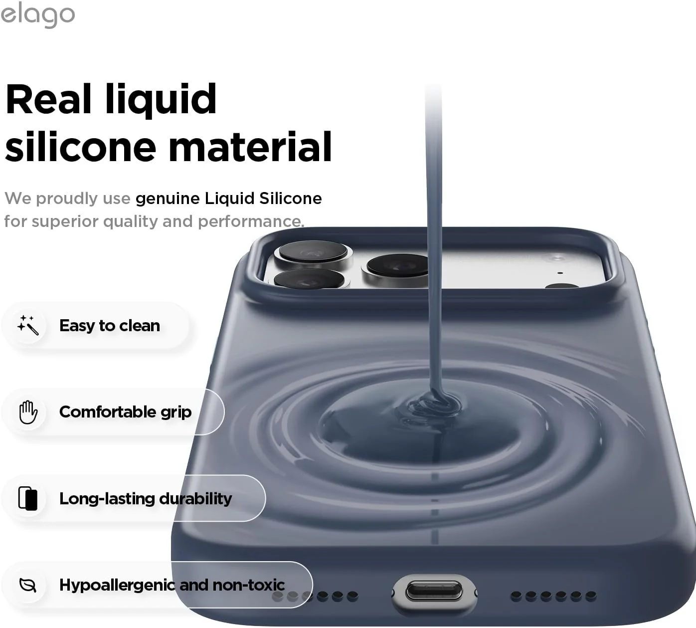 elago Magnetic Basic Cases Silicone iPhone 17 Pro Max 6.9" Case - Jean NEW - Image 6
