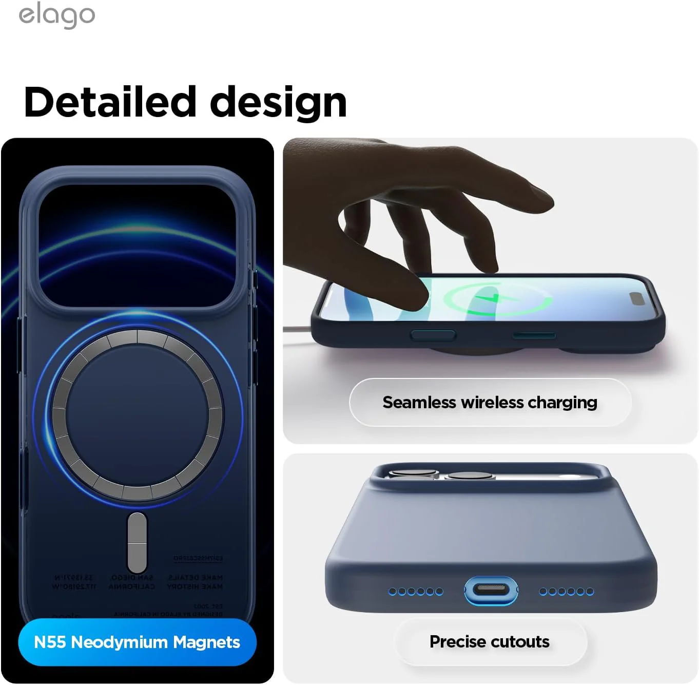 elago Magnetic Basic Cases Silicone iPhone 17 Pro Max 6.9" Case - Jean NEW - Image 7