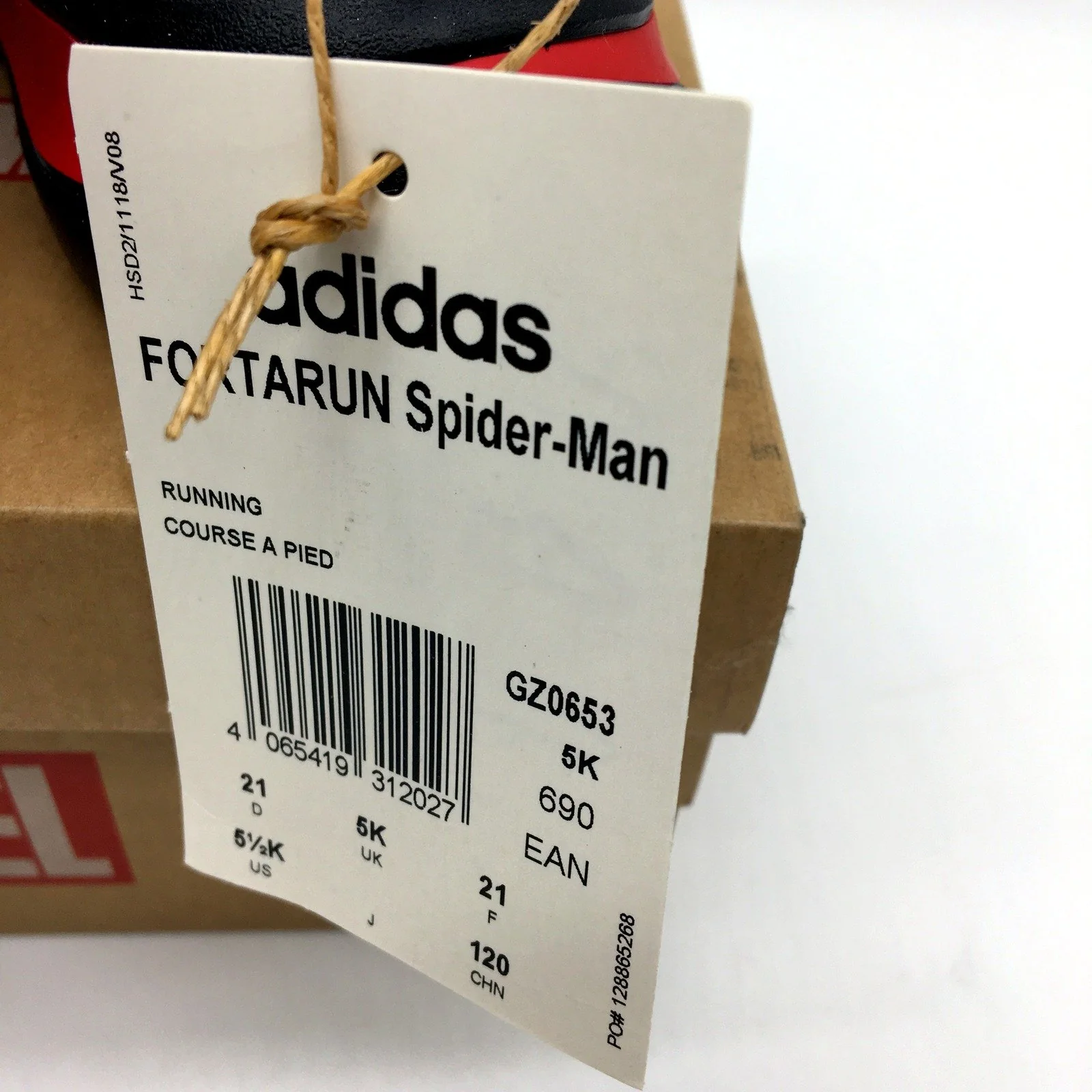 Adidas Marve Spider-Man Fortarun Running Shoes Red & Black KIDS US 5.5K EU21 NEW - Image 4