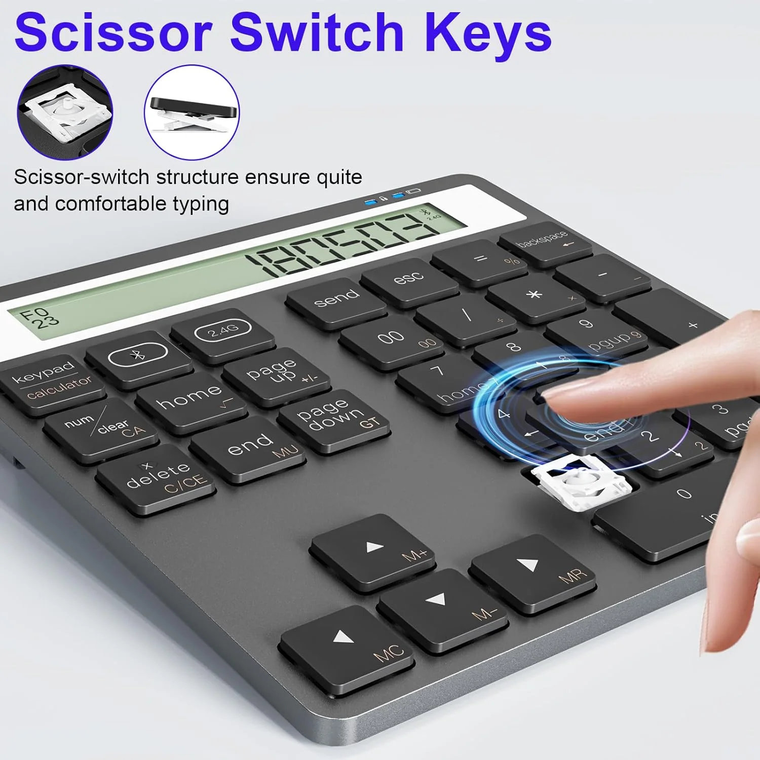 Arleedyn Bluetooth Keyboards Numeric Keypad with Display Calculator NEW - Image 5
