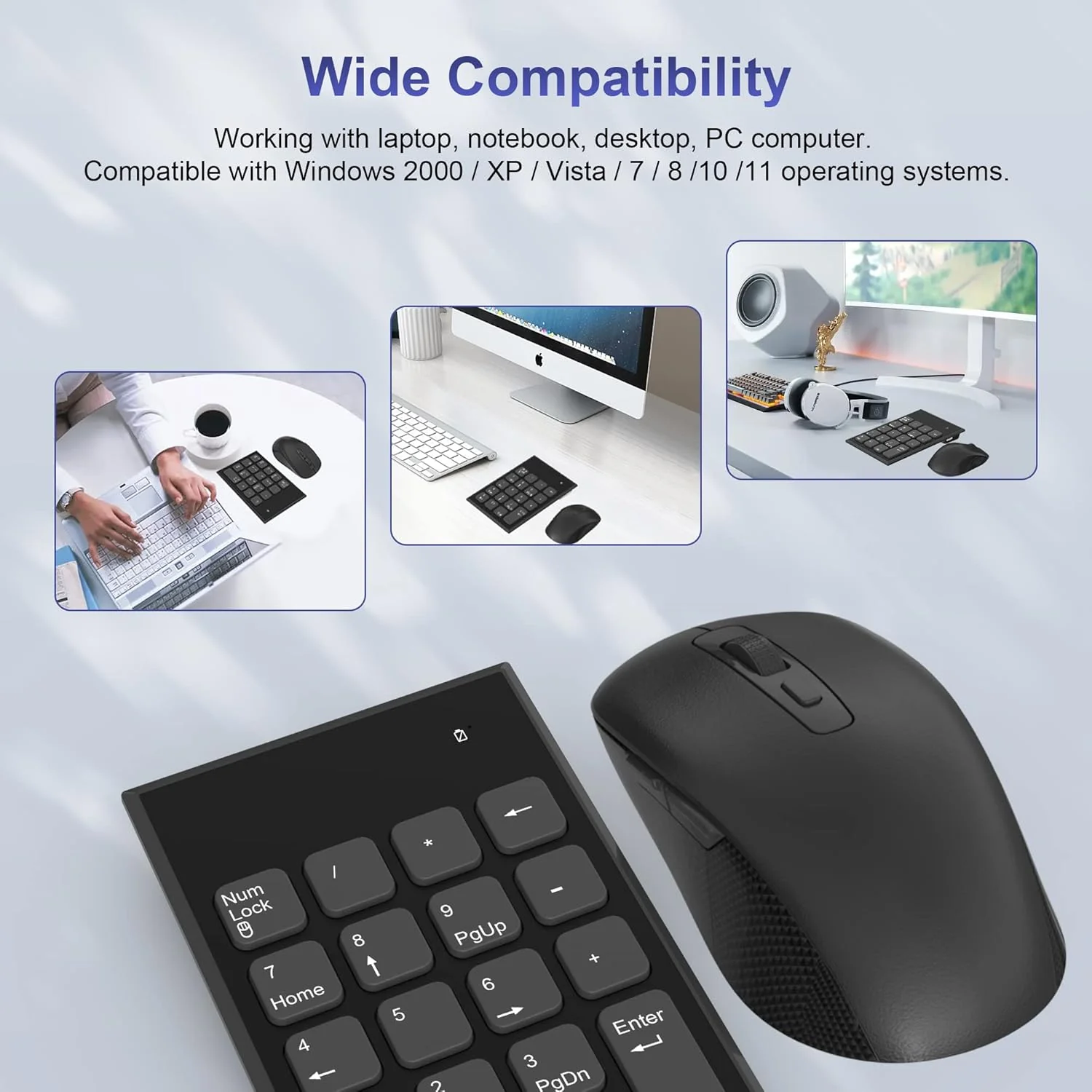 Arleedyn Wireless Numeric Keypad and Mouse Combo 2.4G USB Keyboard Set Black NEW - Image 6