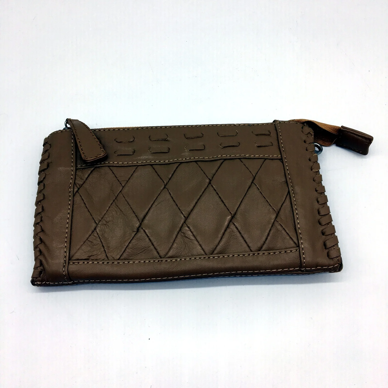 Poppy Green Womens Handcrafted Leather Clutch Wallet in Tan Brown NEW