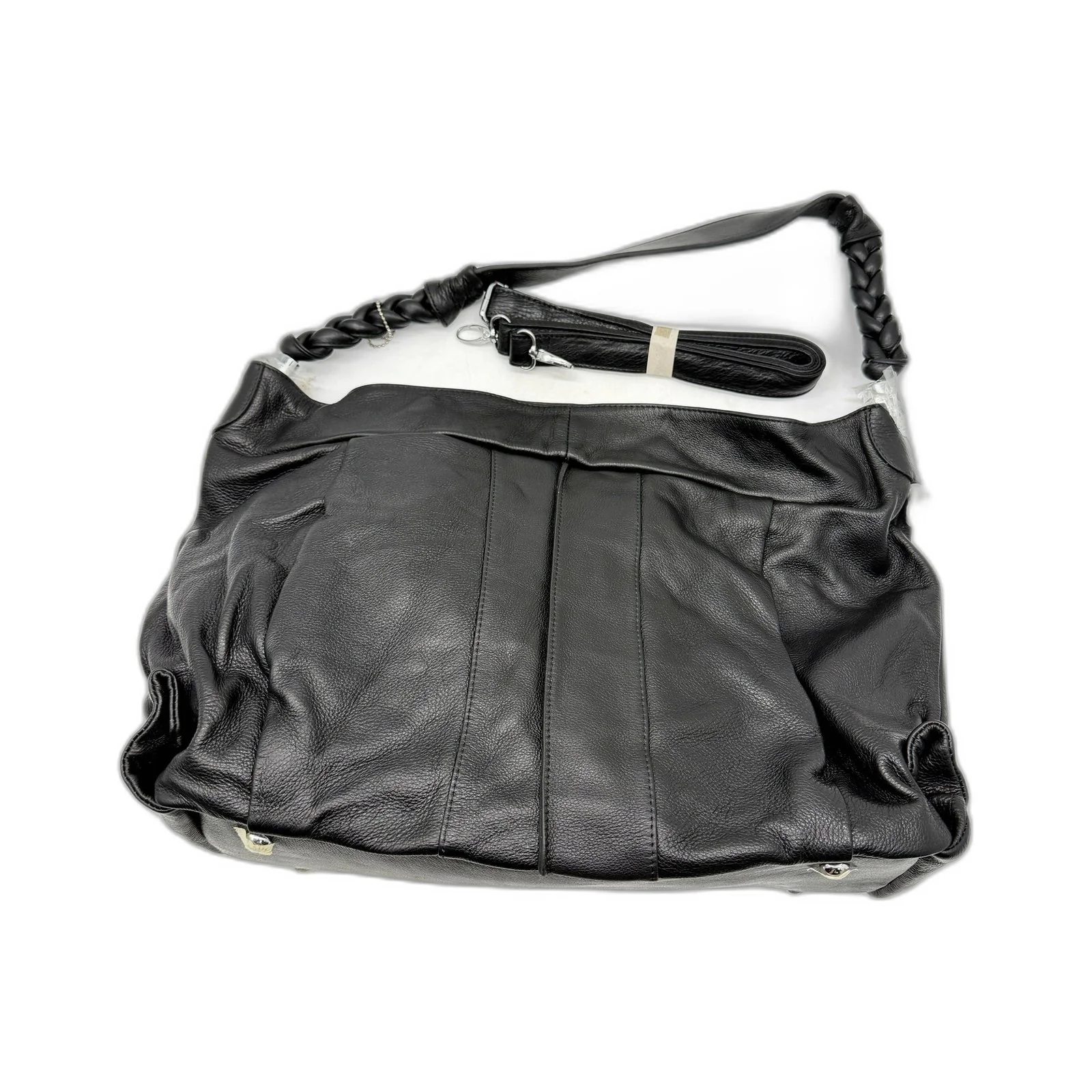 Poppy Green Womens Leather Hobo Handbag Black Tote Bag for Daily Use NEW
