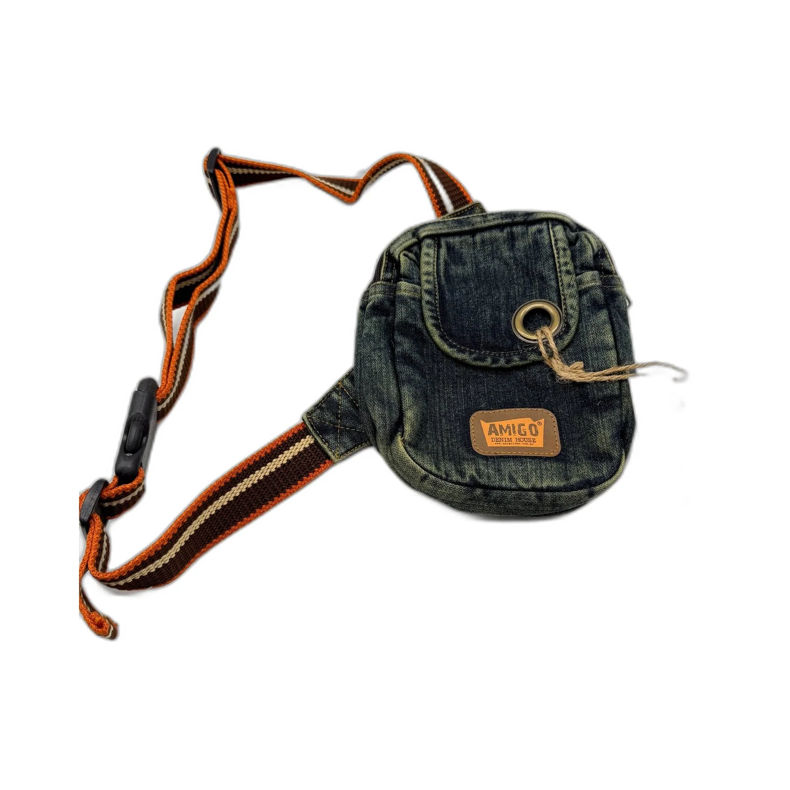Amigo Denim House Crossbody Bag Small Casual Faded Blue Purse Size Small NEW