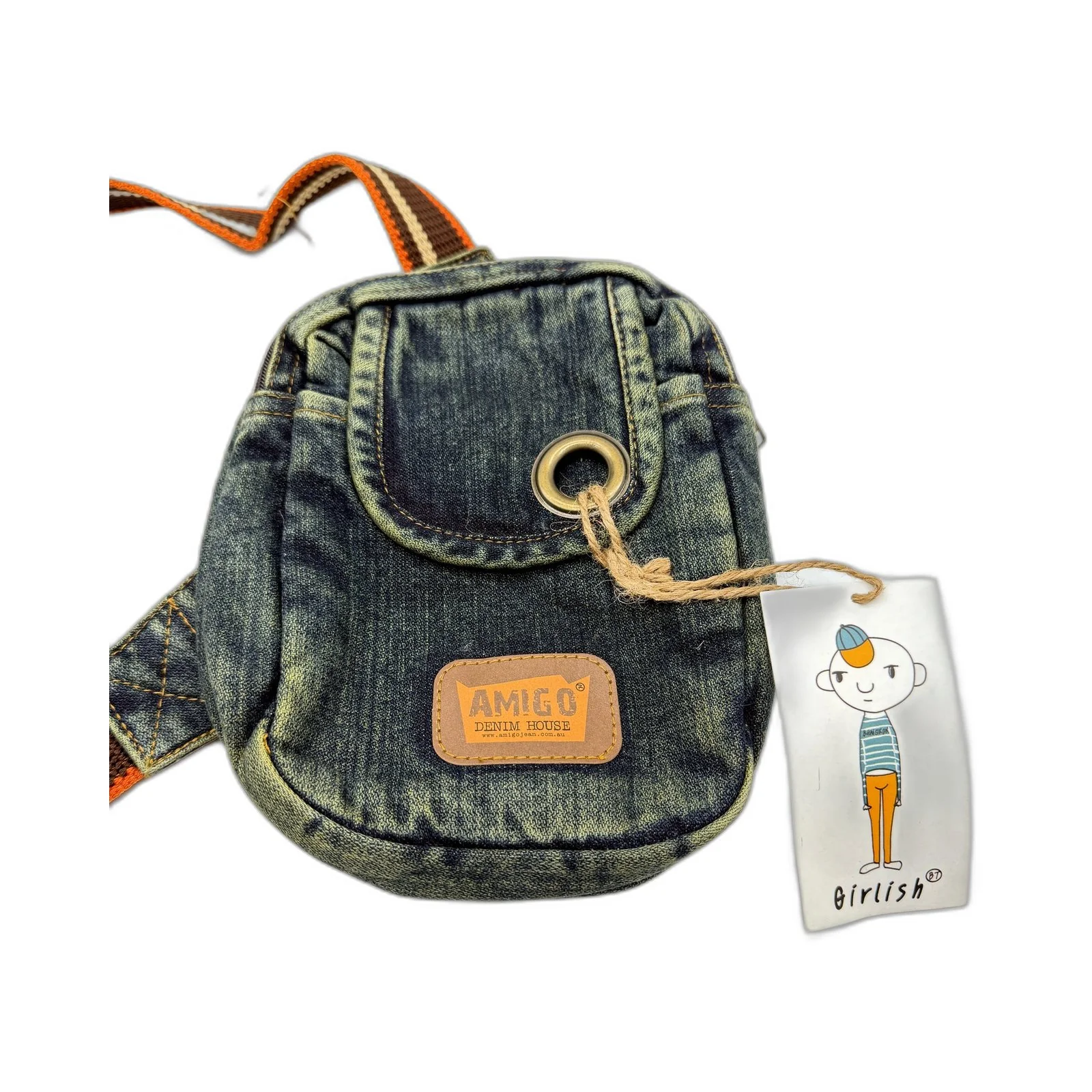 Amigo Denim House Crossbody Bag Small Casual Faded Blue Purse Size Small NEW - Image 4