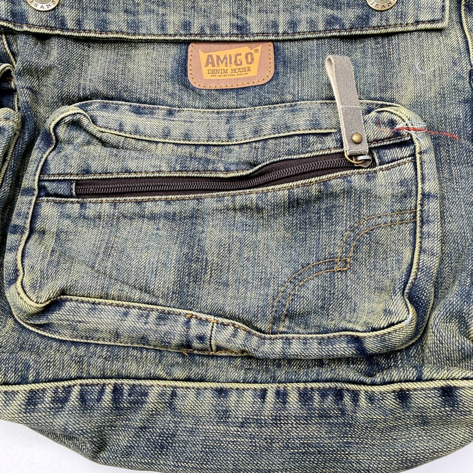 Vintage Faded Look Unisex Denim Casual Messenger Bag by Amigo Denim House NEW - Image 3