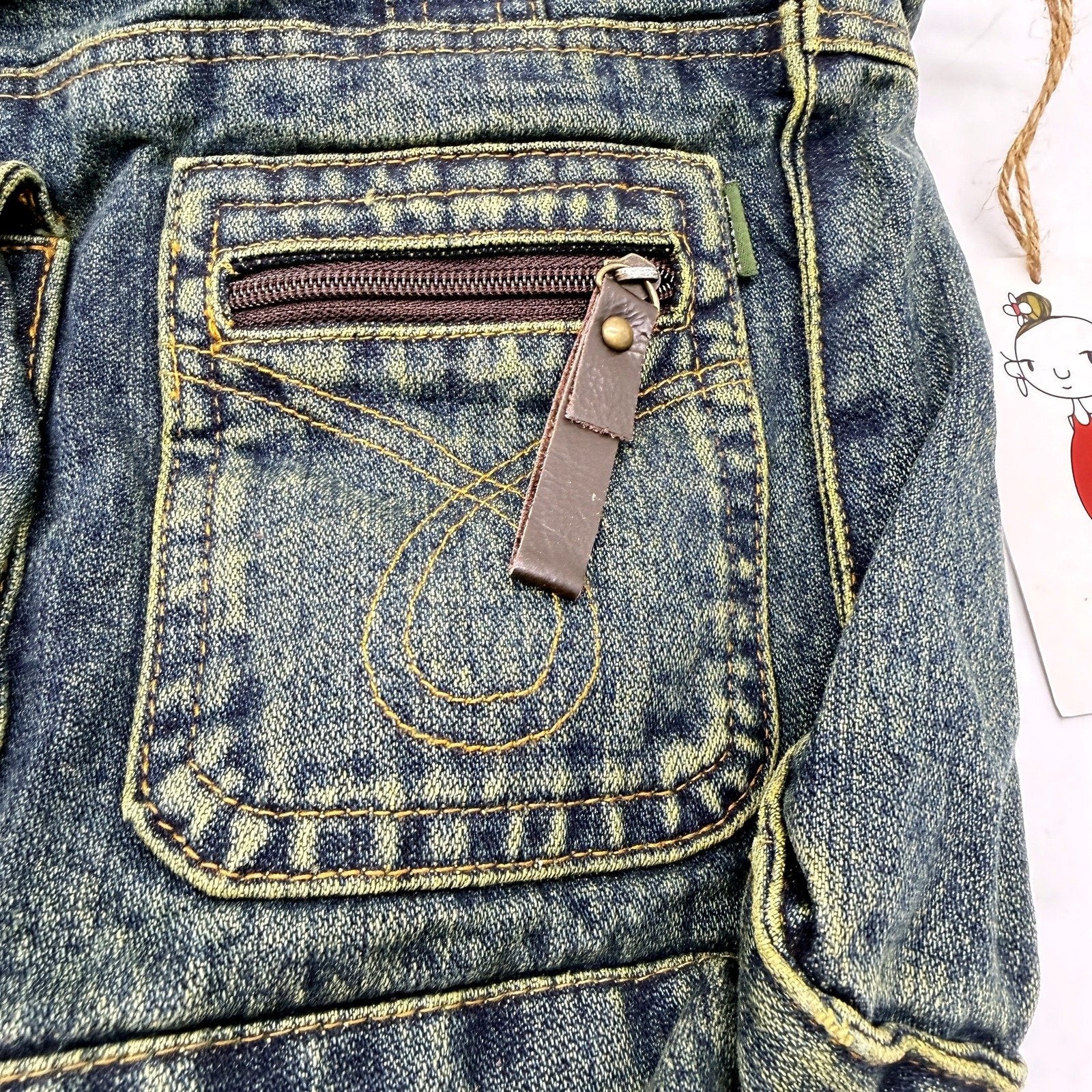 Recycled Faded Denim Vinatge Look Handbag Unisex by Amigo Denim House NEW - Image 2